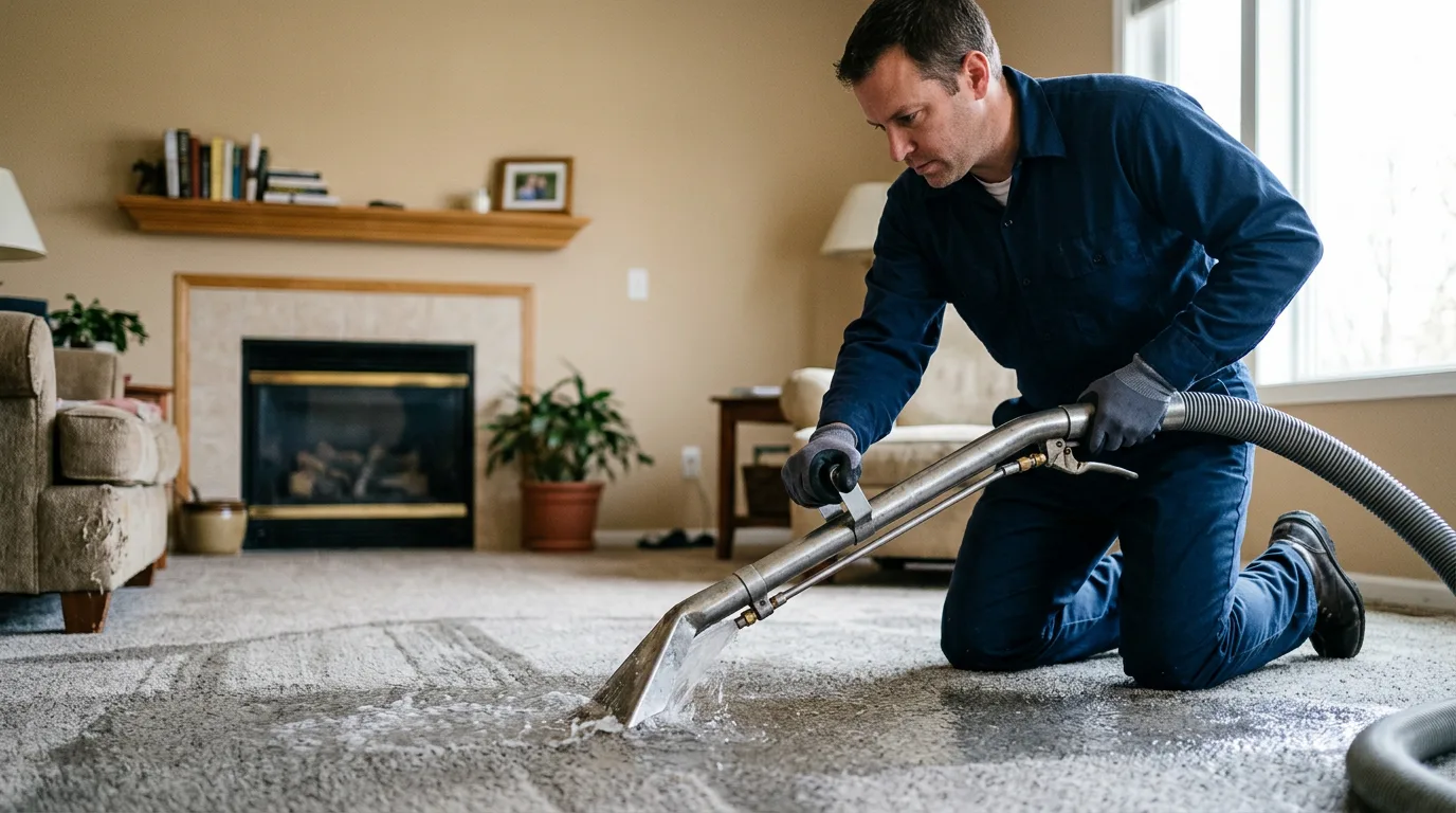 Water damage restoration technician working near Kohler, WI